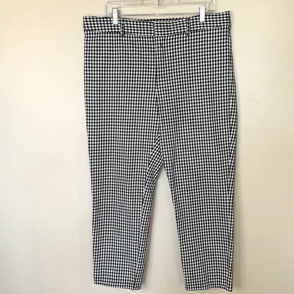 NWT Black & white gingham check pants crop Womens Plus Sz 16